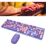 Combinación de Teclado y Ratón Inalámbricos 2,4G, Poco Ruido, 3 dpi Ajustables, con 104 Teclas para Redactores, Mecanógrafos y Programadores (Color Mezclado Púrpura) - Imagen 5