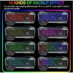 Hoopond Juego de Teclado inalámbrico para Juegos y ratón y Auriculares y Alfombrilla de ratón, 4 en 1,16 RGB retroiluminada Teclado Recargable, 7 Ratones retroiluminados y RGB Auriculares para Juegos - Imagen 3