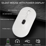 Denash Juego de Teclado y Ratón Inalámbricos, Conexión de 2,4 GHz, Teclado Gaming Retroiluminado Recargable con Pantalla de Nivel de Batería para XP 10 8 7 (White) - Imagen 3