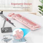 SOLIDEE Combo de ratón y Teclado inalámbricos,104 Teclas Teclado Estilo máquina de Escribir Retro,2.4GHz Teclado ergonómico Circular con Teclado Numérico(Americano QWERTY)(Diary Pink) - Imagen 7