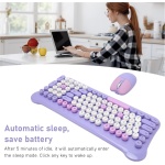 gernie Teclado y Ratón Inalámbricos, Teclado Inalámbrico para Máquina de Escribir Retro de 98 Teclas con Teclas Redondas, Conexión de 2,4 GHz Juego Combinado de Teclado y Ratón Colorido - Imagen 3