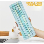 suick Combo de Teclado y Ratón, Ergonómico, 3 dpi, 2,4 GHz, Bonito Juego de Teclado Inalámbrico Retro, 68 Teclas Redondas, Receptor USB para Viajes (Color Mezclado Azul) - Imagen 5