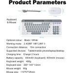 docooler Combo Teclado y Ratón Inalámbrico Doble Modo Teclado de Membrana 2.4G BT5.0 BT 3 canales Can C Connect Cuatro dispositivos Teclado Recargable Conectividad de dos modos - Imagen 9