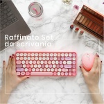 Perixx - PERIDUO-713 - Teclado inalámbrico y ratón, bonito teclado con teclas redondeadas de estilo retro, teclado en italiano, rosa pastel - Imagen 3