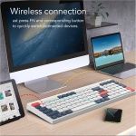 WINH Combo de Teclado y Ratón, Juego de Teclado Inalámbrico de Carga Tipo C, Teclas Redondas Ergonómicas de 2,4 GHz para Teléfono (Blanco Azul) - Imagen 8