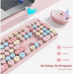 SOLIDEE Combo de ratón y Teclado inalámbricos,104 Teclas Teclado Estilo máquina de Escribir,2.4GHz Teclado de Máquina de Escribir de Teclas Redondas con Teclado Numérico(Americano QWERTY)(Mixed Pink) - Imagen 4