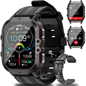 LEMFO Reloj Inteligente Hombre Hacer y Recibir Llamadas 1,96" Pantalla AMOLED Smartwatch Hombre, SPO2, 1ATM Resistente al Agua Smartwatch con Más de 100 Modos de Deporte para Android iOS