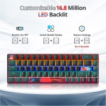 SOLIDEE 65% Teclado mecánico para Juegos,68 Teclas con interruptores Rojos lineales,Teclado mecánico con Cable con retroiluminación LED,Teclado ergonómico Compacto,para PS5/PS4/Xbox(68 Black-Green) - Imagen 4