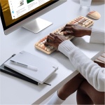 KNOWSQT Combo de teclado y ratón inalámbrico, té de leche, 104 teclas, tamaño completo, 2.4 GHz, teclados coloridos, receptor USB, Plug and Play, para Windows, Mac, PC, portátil, escritorio - Imagen 6