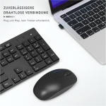 seenda Teclado y ratón inalámbricos, teclado inalámbrico delgado con ratón para ordenador, portátil, MacBook, tamaño completo y diseño QWERTZ, alcance de hasta 10 m (negro) - Imagen 2