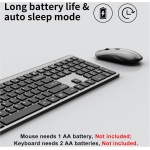 Combo de teclado y mouse inalámbricos, teclado delgado y delgado con receptor USB, clic silencioso, 2400 DPI, interruptor de tijera inalámbrico de tamaño completo, para laptop, PC, Windows, gris y - Imagen 8