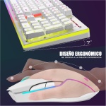 RedThunder K10 Teclado Gaming Mecánico Inalámbrico,Retroiluminación LED,Batería Recargable de 3800 mAh, Anti-ghosting+Ratón 7D 3200DPI,Disposición ES,para PC/PS5/Xbox-Blanco - Imagen 6