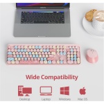 SOLIDEE Combo de ratón y Teclado inalámbricos,104 Teclas Teclado Estilo máquina de Escribir,2.4GHz Teclado de Máquina de Escribir de Teclas Redondas con Teclado Numérico(Americano QWERTY)(Mixed Pink) - Imagen 3