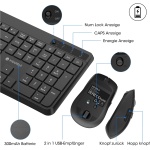 KOORUI Teclado y ratón, inalámbrico, recargable, silencioso, con diseño alemán QWERTZ con 12 teclas de función, teclado de 2,4 GHz, juego de ratón para Windows, MacOS, Linux, negro - Imagen 5