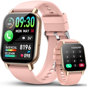 Reloj Inteligente Mujer, 1.85'' HD Smartwatch con Llamadas Bluetooth, 112+ Modos Deportivos Reloj, Pulsómetro/Monitor de Sueño/Podómetro, Impermeable IP68 Pulsera Actividad para iOS Android, Oro Rosa