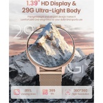 HASAKEI Reloj Inteligente Mujer con Llamadas Bluetooth 5.3, Smartwatch 1.39" con Seguimiento del Menstrual/120+ Modos Deportes/Pulsómetro/SpO2/Monitor Sueño/WhatsApp IP68 Android iOS Oro, Regalo Mujer - Imagen 3