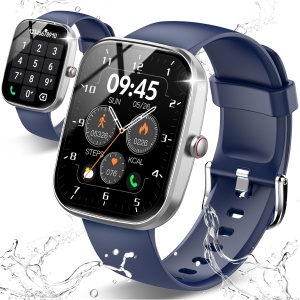 Reloj Inteligente Hombre Mujer, 1.91" Smartwatch con Llamadas Bluetooth y Whatsapp Notificación, 113+ Deportivos Modos Smart Watch con Pulsómetro/Monitor de Sueño, IP68 Pulsera Actividad Azul Oscuro