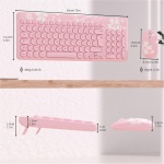 Mytrix Juego de ratón inalámbrico rosa, diseño alemán QWERTZ, llave redonda retro, receptor de 2.4 G tipo C/USB A, teclado silencioso, teclado combinado con teclado numérico para PC, Windows, Sakura - Imagen 6