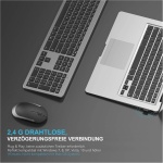 seenda - Juego de teclado y ratón inalámbrico, ultrafino, recargable, teclado ergonómico con protección antipolvo de silicona para PC, ordenador portátil, Smart TV, disposición DE QWERTZ (negro y - Imagen 2