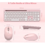 LeadsaiL - Teclado de ratón inalámbrico, diseño ergonómico con teclado de ratón de tamaño completo con soporte para teléfono, 2,4 GHz con receptor USB para PC, portátil, Windows, Mac AZERTY francés - Imagen 6