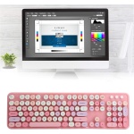 Teclado Inalámbrico de 2,4 GHz, Juego de Teclado y Ratón Inalámbrico de 104 Teclas, Bonito Teclado de Escritorio de Oficina para Ordenador (Color Rosa Mezclado) - Imagen 9