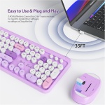 SOLIDEE combo de ratón y teclado inalámbricos,104 teclas teclado estilo máquina de escribir,2.4GHz Teclado de Máquina de Escribir de Teclas Redondas con Teclado Numérico(Americano QWERTY)(Bear Purple) - Imagen 5