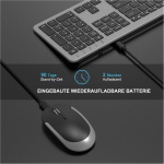 seenda - Juego de teclado y ratón inalámbrico, ultrafino, recargable, teclado ergonómico con protección antipolvo de silicona para PC, ordenador portátil, Smart TV, disposición DE QWERTZ (negro y - Imagen 3