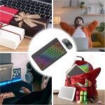 Teclas de teclado inalámbrico, teclado y ratón inalámbrico,Teclado retroiluminado de 7 colores con ratón | Accesorios electrónicos, teclados de ordenador para tabletas, portátiles, PC - Imagen 4