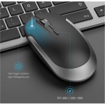 seenda - Juego de teclado y ratón inalámbrico, ultrafino, recargable, teclado ergonómico con protección antipolvo de silicona para PC, ordenador portátil, Smart TV, disposición DE QWERTZ (negro y - Imagen 5