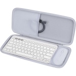 Lebakort Duro Caja Estuche Funda para Teclado Inalámbrico Logitech Pebble Keys 2 Combo K380s K380 + M350 Pebble Mouse Combo (Estuche Blanco Grisáceo) - Imagen 2
