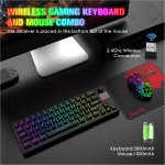 Juego de Teclado y Mouse Inalámbricos Recargable 4000mAh Semi-Mecánico Gaming Keyboard+Ratones Mudos de 2400 DPI con Retroiluminación Arcoíris RGB Receptor USB 2.4G+Mouse Pad para PC MAC-Negro - Imagen 2