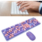 Combinación de Teclado y Ratón Inalámbricos 2,4G, Poco Ruido, 3 dpi Ajustables, con 104 Teclas para Redactores, Mecanógrafos y Programadores (Color Mezclado Púrpura) - Imagen 4