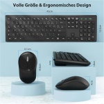 Juego de teclado y ratón inalámbrico, 2,4 GHz, teclado inalámbrico con ratón, tamaño completo, teclado inalámbrico con ratón ergonómico, para Windows/ordenadores/portátiles/portátiles – Negro - Imagen 3