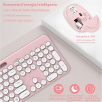 LeadsaiL - Teclado de ratón inalámbrico, diseño ergonómico con teclado de ratón de tamaño completo con soporte para teléfono, 2,4 GHz con receptor USB para PC, portátil, Windows, Mac AZERTY francés - Imagen 5