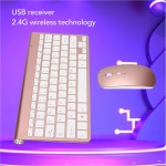 Bewinner Combo de Teclado Y Mouse Inalámbrico, Juego de Teclado Y Mouse Ultra Delgados para Computadora, Teclado Compacto para Computadora Portátil, Conexión de 10 M, Teclado Portátil para(Oro Rosa) - Imagen 4