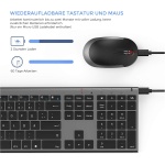 seenda Teclado inalámbrico con ratón, juego de ratón recargable inalámbrico para ordenador/portátil, clic silencioso, tamaño completo y diseño QWERTZ (negro y gris) - Imagen 2