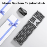 Teclado y ratón Bluetooth Mac, teclado y ratón inalámbricos OMOTON para Apple MacBook Pro/Air, iMac, iMac Pro, Mac Mini/Pro, batería AAA, tamaño completo, múltiples dispositivos, QWERTZ (negro) - Imagen 4