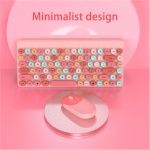 Annadue Teclado Inalámbrico, Combinación de Teclado y Ratón para Máquina de Escribir Retro, Teclas Redondas Coloridas, 2,4 GHz, Tamaño Completo, 3 dpi, para PC, Portátil y de Escritorio - Imagen 3