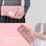 Perixx - PERIDUO-713 - Teclado inalámbrico y ratón, bonito teclado con teclas redondeadas de estilo retro, teclado en italiano, rosa pastel - Imagen 4