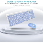 LeadsaiL, Juego de ratón de teclado inalámbrico, ratón ergonómico y teclado, teclado y ratón inalámbricos para PC, diseño alemán QWERTZ, teclas silenciosas de teclado y ratón, MacOS PC, portátil, azul - Imagen 7