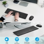 Juego de teclado y ratón inalámbrico, QCen 2,4 GHz, ultrafino, teclado inalámbrico ergonómico en tamaño estándar con 19 teclas especiales y un teclado numérico, para PC, portátil, disposición alemana - Imagen 8