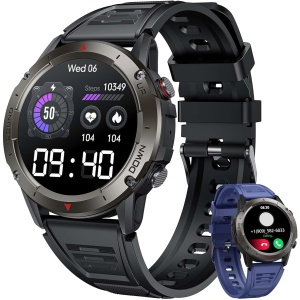 Smartwatch Hombre Reloj Inteligente Llamadas: 1,42" Smart Watch Redondo con Tension Arterial Pulsometro Cuenta Pasos Deportivo Pulsera Actividad IP68 Impermeable Reloj Digital para iPhone Android