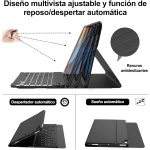 IVEOPPE Funda Teclado iPad 9, Teclado iPad 10.2, Teclado Español Ñ Retroiluminados Inalámbrico Desmontable para iPad 9 2021/iPad 8 2020/ iPad7 2019 10.2", iPad Air 3, iPad Pro 10.5, Negro - Imagen 6