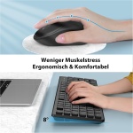 Juego de teclado y ratón inalámbrico, 2,4 GHz, teclado inalámbrico con ratón, tamaño completo, teclado inalámbrico con ratón ergonómico, para Windows/ordenadores/portátiles/portátiles – Negro - Imagen 7