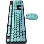 VBESTLIFE Combo de Ratón de Teclado Inalámbrico, 104 Teclas 2,4G Teclado Punk Retro Inalámbrico con 6 Bottons 2400DPI Juego de Ratón para PC Portátil de Escritorio (Color Mezclado Azul) - Imagen 7
