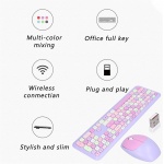 Teclado y Ratón Inalámbricos, Combinación de Teclado y Ratón, Ratón y Teclado para Juegos, Funda Silenciosa Retro Multicolor, Juego de (Conjunto de Teclado y Mouse de Colores - Imagen 4