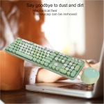 PUSOKEI Juego de ratón y Teclado Retro - Teclado de máquina de Escribir inalámbrico, Teclado Lindo de Escritorio, Combo de Teclado y ratón de 104 Teclas, tecla Redonda Retro(Verde) - Imagen 2