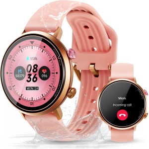 OUKITEL BT60 Reloj Inteligente Mujer - 1,32" HD AMOLED Smartwatch Mujer con Bluetooth 5.2, 100+ Modos Deportivos, DIY Esfera Reloj, Monitor Sueño, Podómetro, 5ATM Impermeable, para Android iOS, Rosa