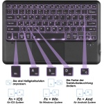 KOOCHUWAH Teclado Bluetooth con botones táctiles para ratón, teclado retroiluminado inalámbrico con 11 colores, QWERTZ teclado inalámbrico para tablet compatible con Smart Fire TV Box iPad PC Mac - Imagen 4