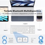 iClever Teclado Bluetooth BK10, Inalámbrico QWERTY Español Teclado Multi Dispositivo Recargable Diseño Ergonómico Tamaño Completo Conexión Estable Teclado para Mac/iPad/iOS/Android/Windows 8/10/11 - Imagen 2